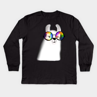 Llama with rainbow glasses Kids Long Sleeve T-Shirt